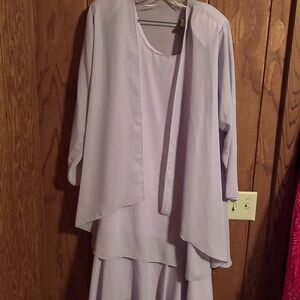 Lavender Layered Dress with Sheer 3/4 Sleeve Jacket